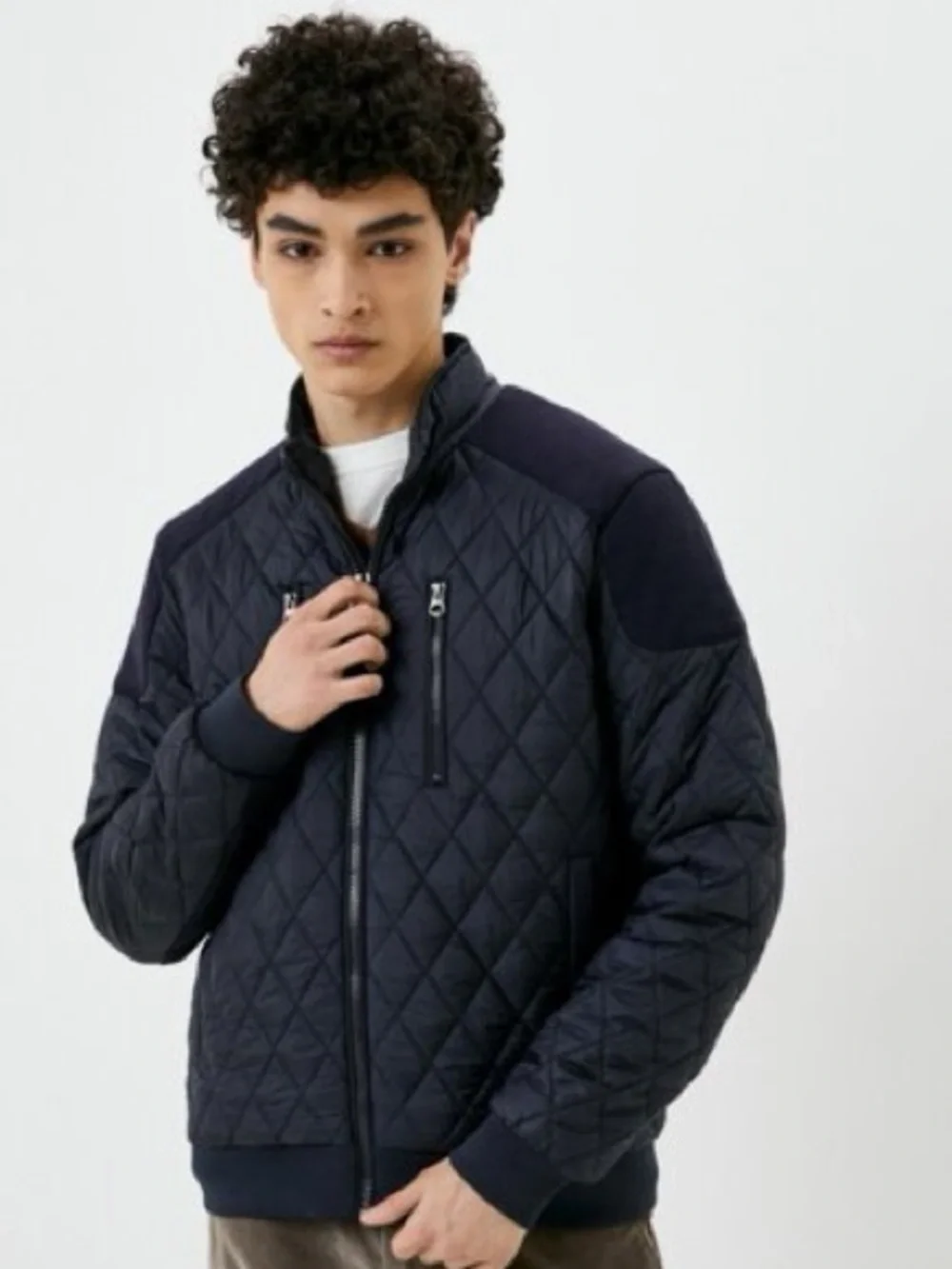 Zara man black quilted zip up jacket large